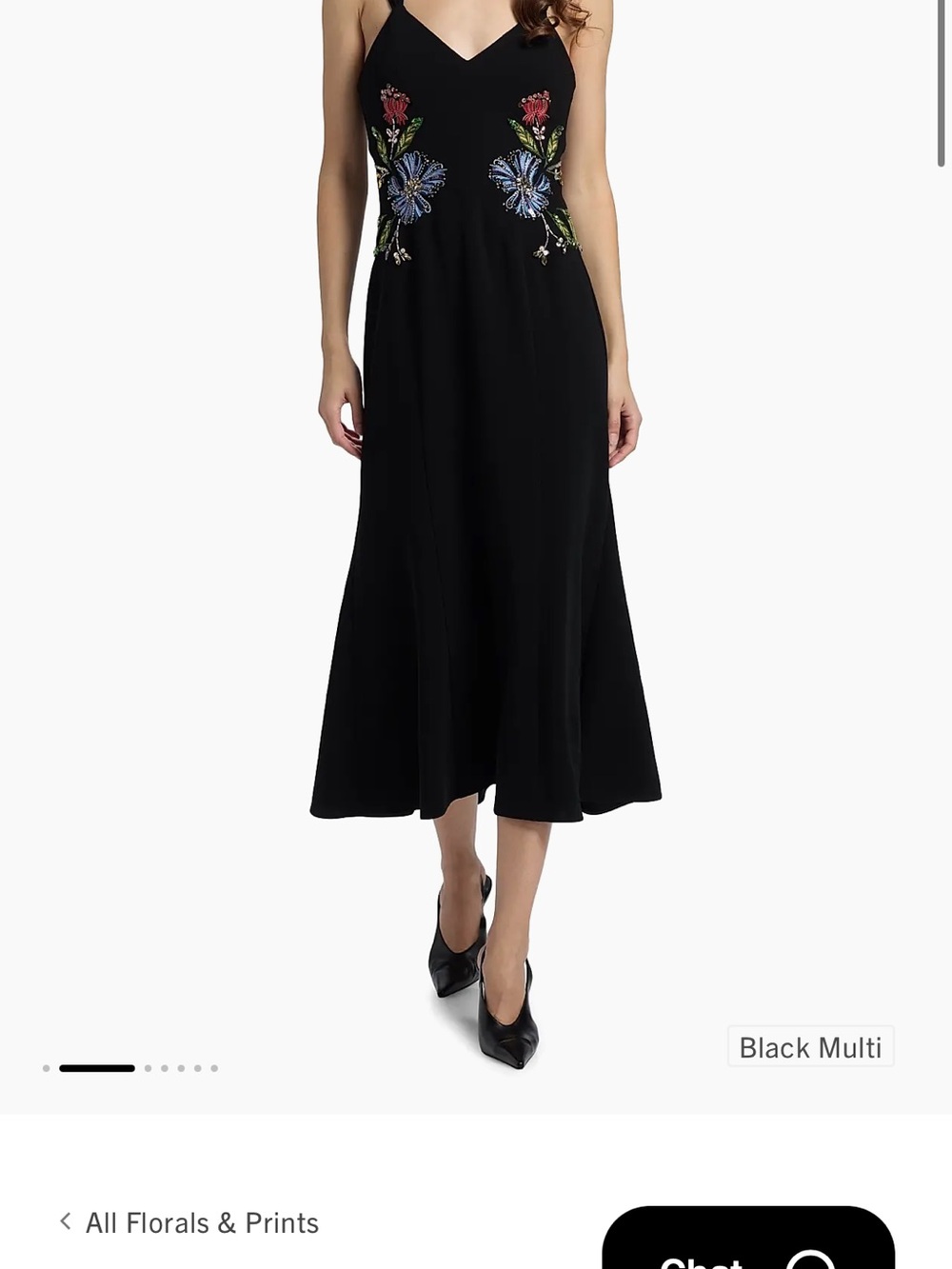 Cinq a Sept Andre Embroidered Midi Dress with Multicolor Floral Embroidery